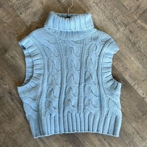 Divided Blue Sweater Cable Knit Vest New With Tags